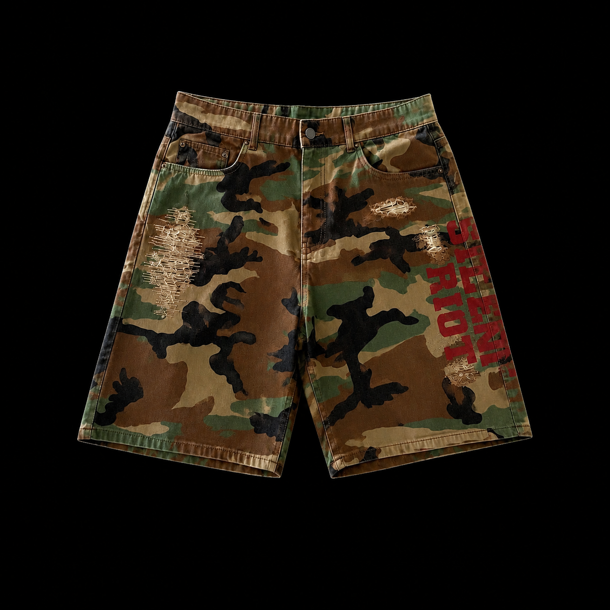 Silent Riot Battleworn Camo Shorts